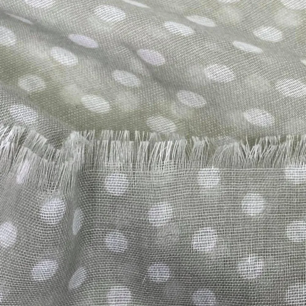 Lightweight Gray Viscose Infinity Scarf with White Polka Dots L35